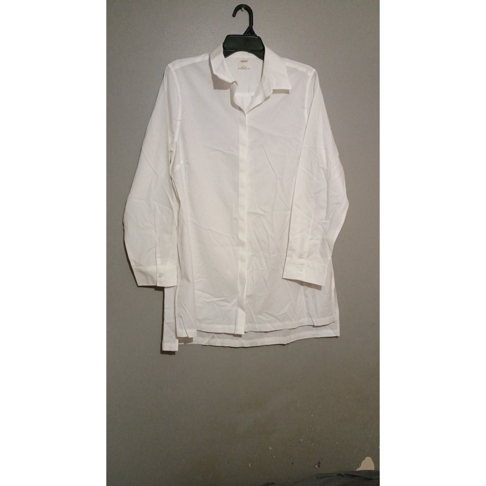 Soma Style Essentials Bright White No Iron Button Front Tunic Shirt‎